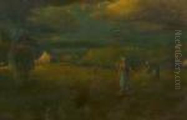 Field Workers At Dusk Oil Painting by George Inness