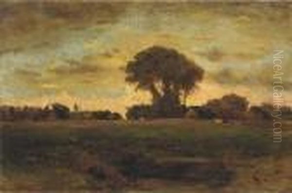 Sunset On A Meadow Oil Painting by George Inness