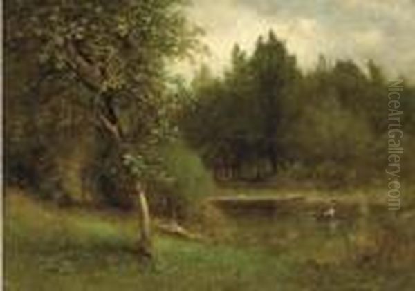 River Landscape Oil Painting by George Inness