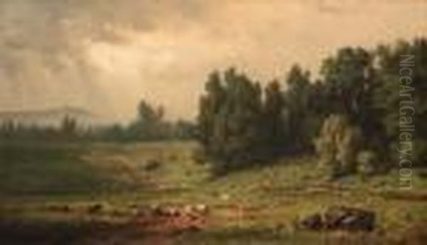 Landscape With Sheep Oil Painting by George Inness