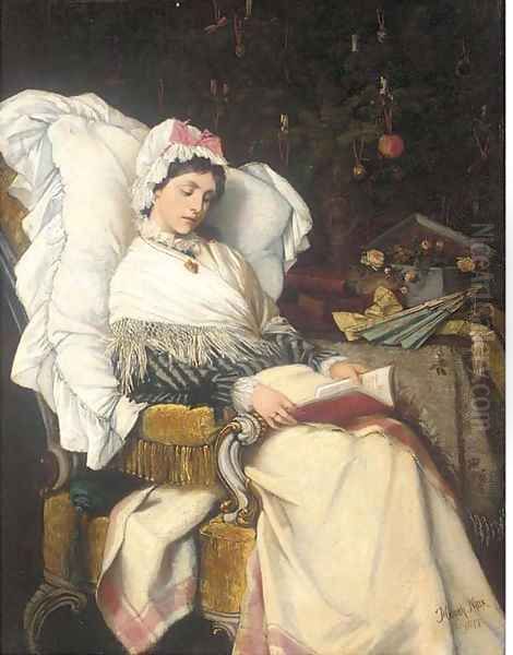 A Christmas read Oil Painting by Heinrich Max