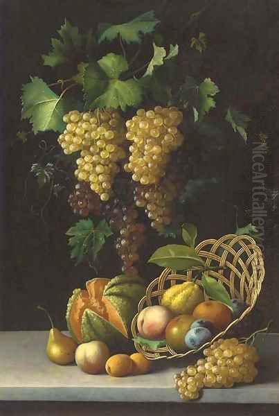 A cornucopia of fruit Oil Painting by Michaelangelo Meucci