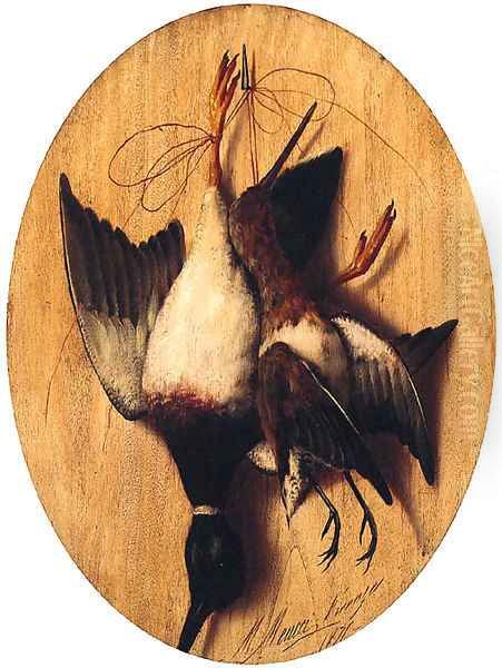 Hanging Gamebirds Oil Painting by Michaelangelo Meucci