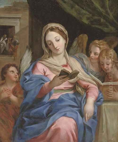 The Virgin with Angels Oil Painting by Carlo Maratta or Maratti