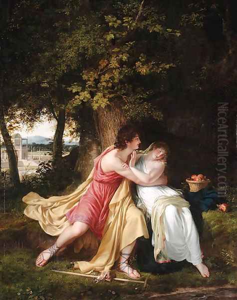 Vertumnus and Pomona Oil Painting by Charles Victoire Frederic Moench