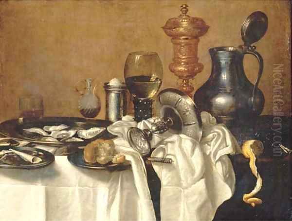 Oysters Oil Painting by Cornelis Mahu