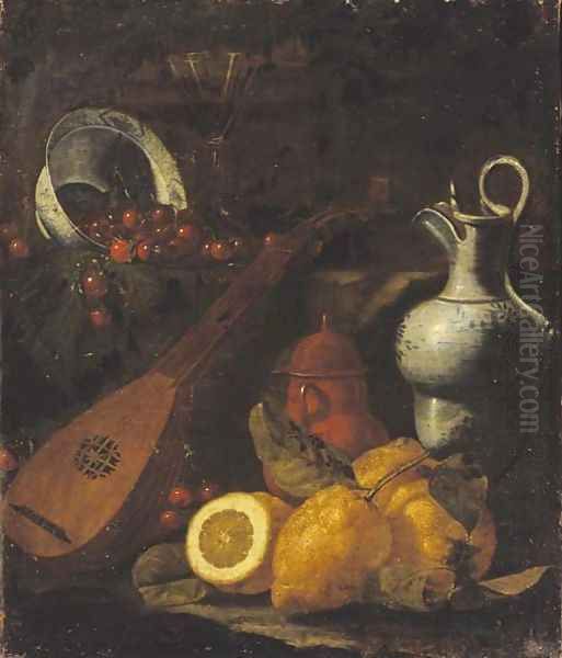 Still life of lemons Oil Painting by Cristoforo Munari