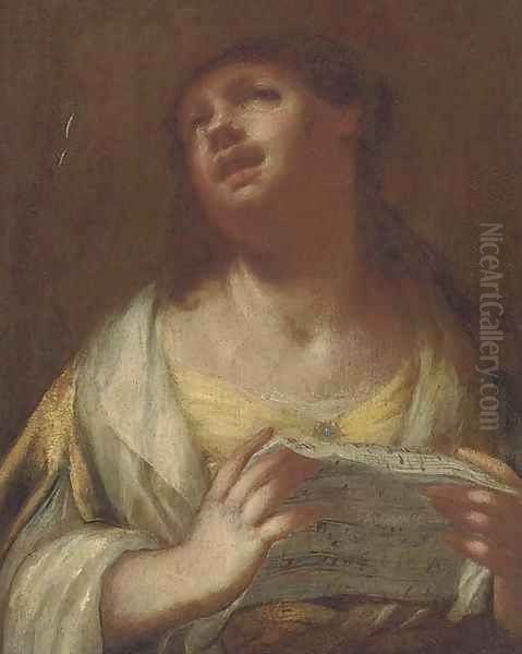 A lady singing Oil Painting by Sebastiano Mazzoni