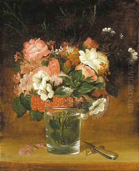 Still Life with Flowers in a Glass Oil Painting by William Sidney Mount