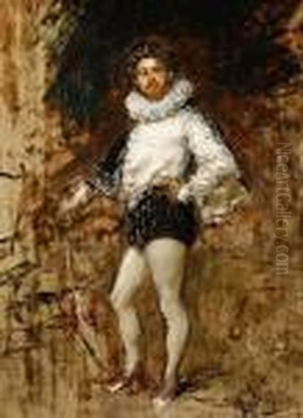 Study Of A Man In Renaissance Costume Oil Painting by Vincenzo Irolli