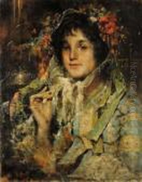 Ritratto Femminile Oil Painting by Vincenzo Irolli