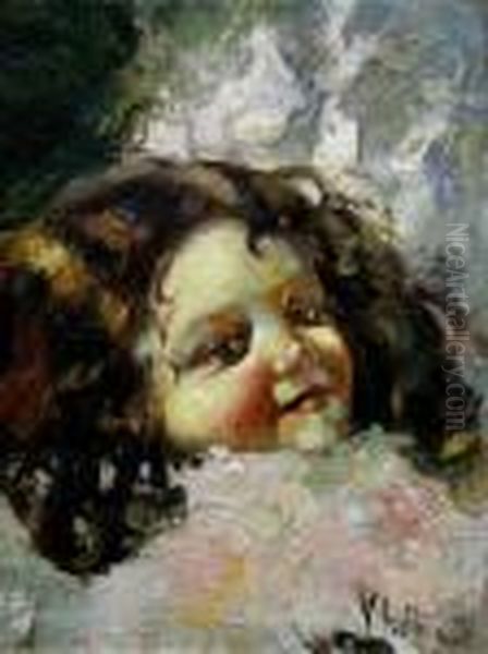 Portrait Of A Young Girl Oil Painting by Vincenzo Irolli