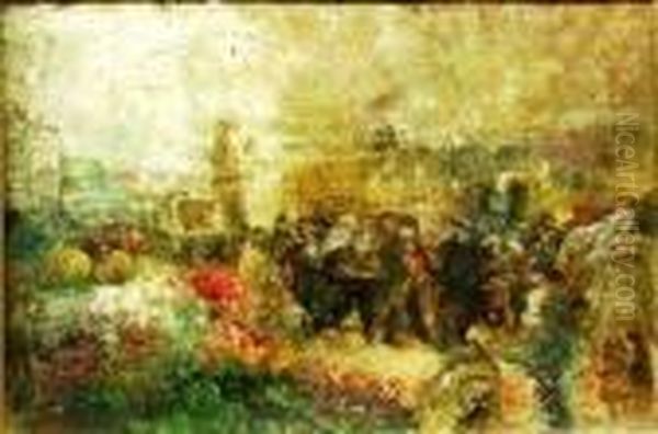 Mercato Con Fiori E Frutta Oil Painting by Vincenzo Irolli