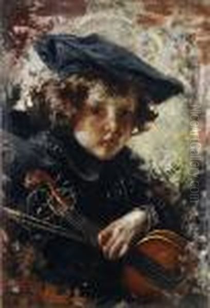 Piccolo Violinista Oil Painting by Vincenzo Irolli