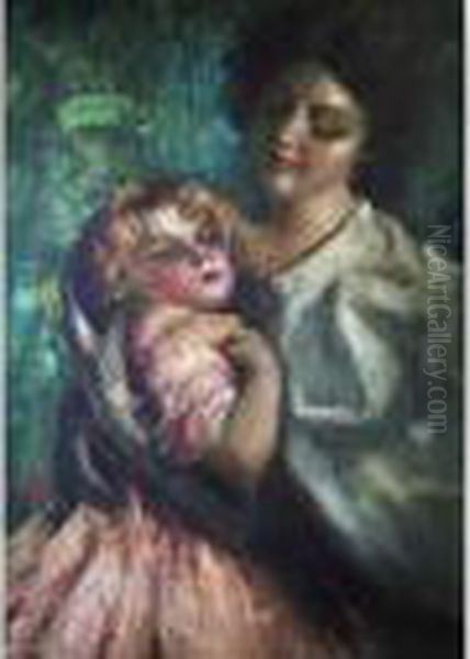 Mother And Child Oil Painting by Vincenzo Irolli