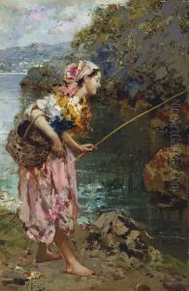 The Fishergirl Oil Painting by Vincenzo Irolli