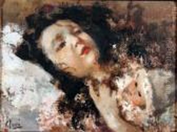 La Bimba Con La Bambola Oil Painting by Vincenzo Irolli