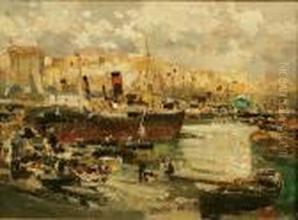 Veduta Del Porto Di Napoli Oil Painting by Vincenzo Irolli