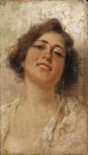 Portrait De Femme Oil Painting by Vincenzo Irolli