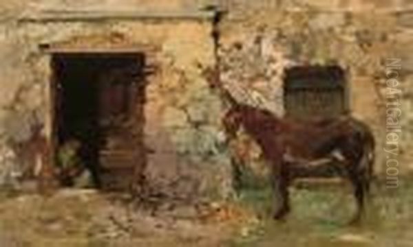 Asinello Nel Cortile Oil Painting by Vincenzo Irolli