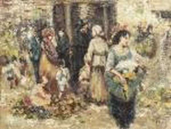 Blumenmarkt. Oil Painting by Vincenzo Irolli