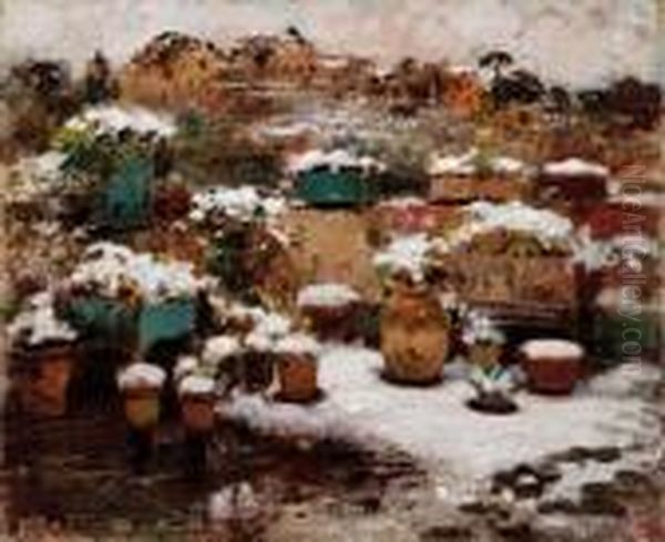 Neve A Napoli (probabilmente 1922) Oil Painting by Vincenzo Irolli