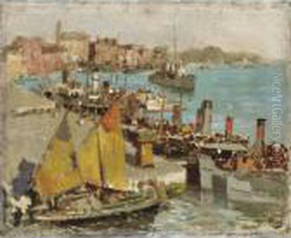 Giardini Di Venezia Dalla Riva Degli Schiavoni Oil Painting by Vincenzo Irolli