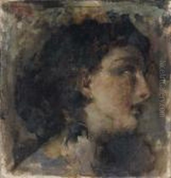 Giovane Donna Di Profilo Oil Painting by Vincenzo Irolli