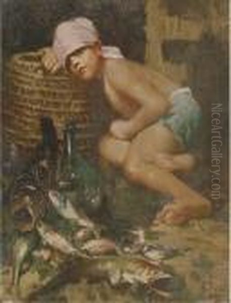 The Young Fisherman Oil Painting by Vincenzo Irolli