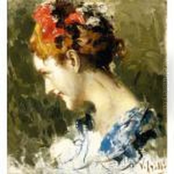 Profilo Di Donna Oil Painting by Vincenzo Irolli