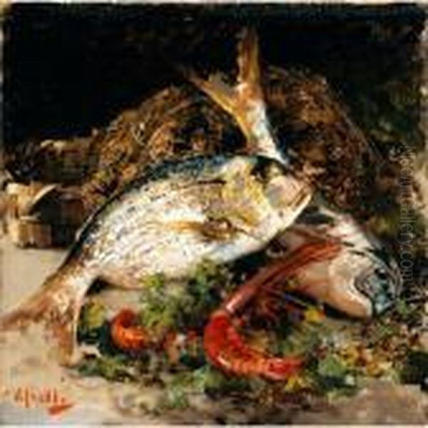 Natura Morta Con Pesci Oil Painting by Vincenzo Irolli