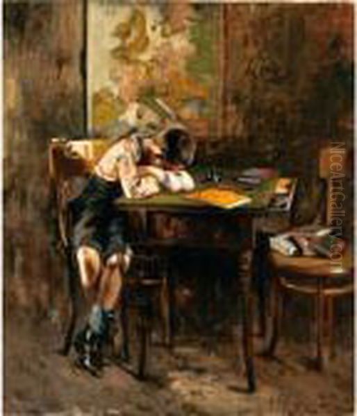 Il Riposo Dello Scolaretto Oil Painting by Vincenzo Irolli