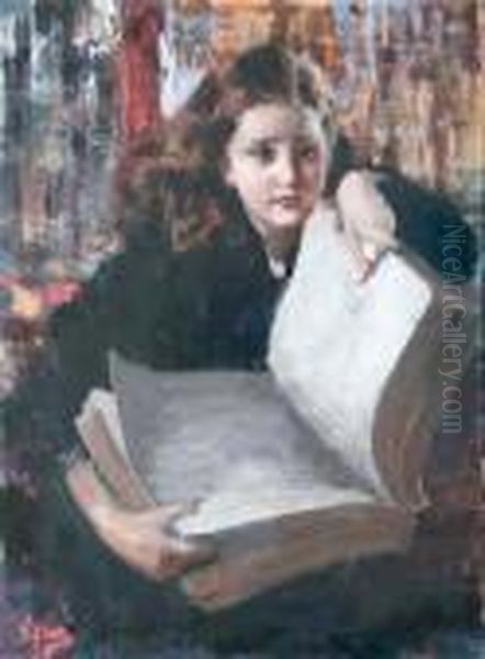 La Scolaretta Oil Painting by Vincenzo Irolli