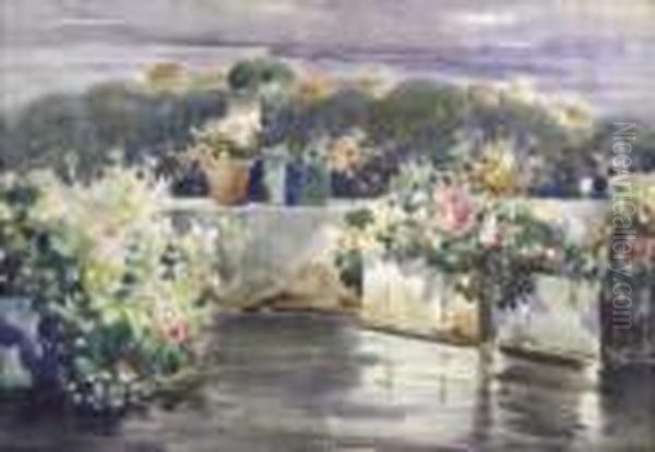 Terrazza Fiorita Oil Painting by Vincenzo Irolli