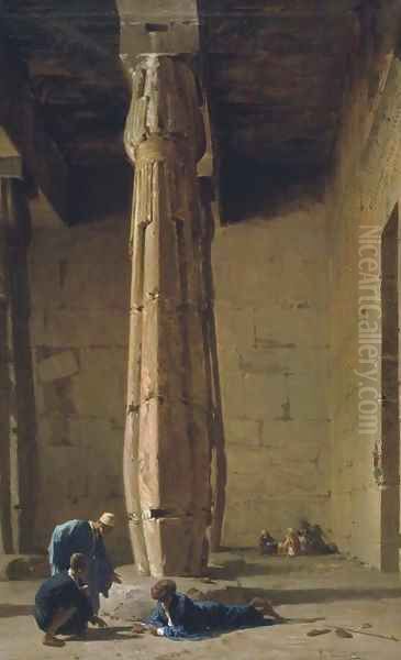 A Game of Dice in the Temple of King Seti I at Abydos Oil Painting by Vincenzo Marinelli