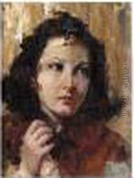 Portrait Of A Woman Oil Painting by Vincenzo Irolli