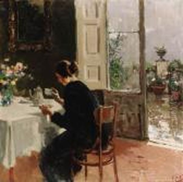 At The Window Oil Painting by Vincenzo Irolli