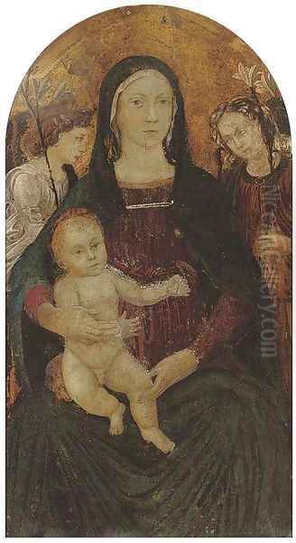 The Madonna and Child surrounded by angels Oil Painting by The Master Of Marradi