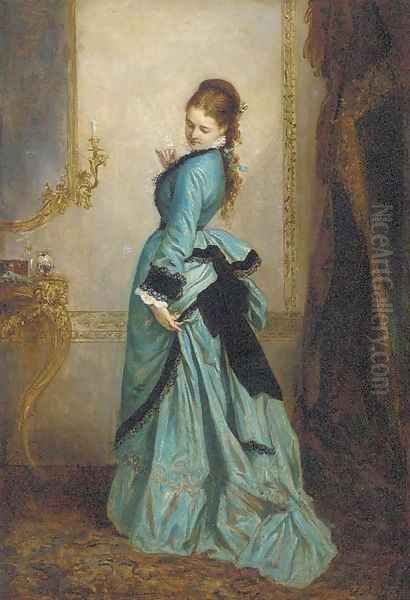 La robe verte Oil Painting by Ernest Barthelemy Michel