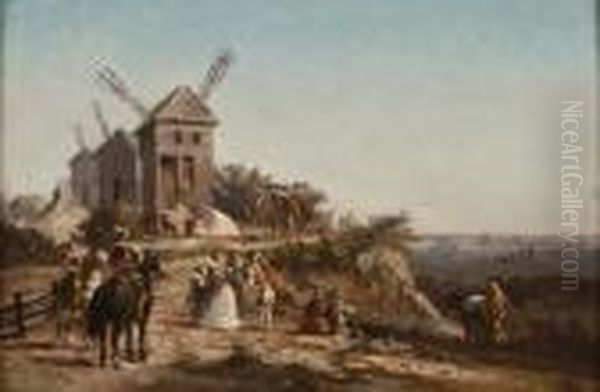 La Visite Du Moulin Oil Painting by Eugene Isabey