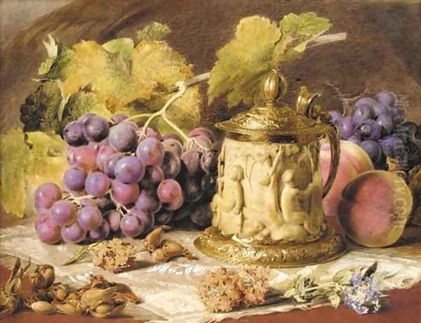 Bacchanalian cup with grapes Oil Painting by Mary Margetts