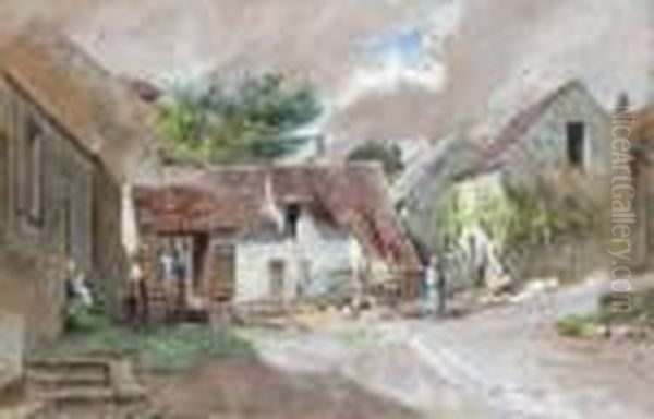 Vue Animee D'un Village Oil Painting by Eugene Isabey