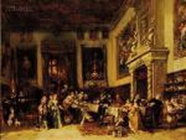 A Royal Banquet Oil Painting by Eugene Isabey