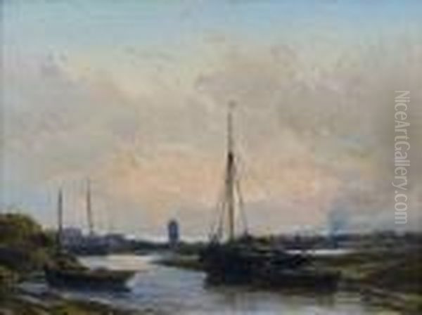 Un Port En Hollande Oil Painting by Eugene Isabey