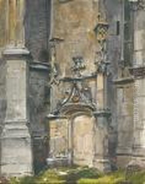 Porte Condamnee D'une Eglise Gothique Oil Painting by Eugene Isabey