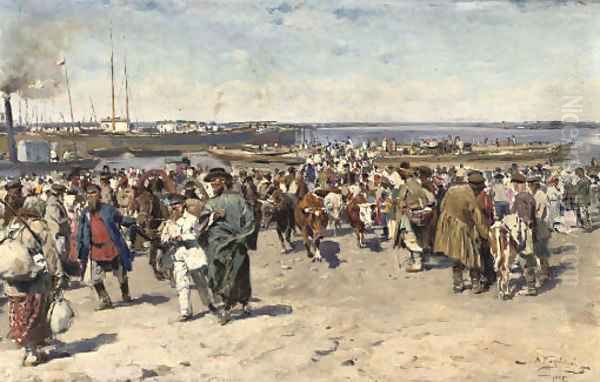 On the Volga Oil Painting by Vladimir Egorovich Makovskii