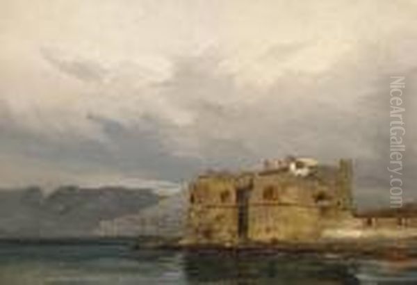 A View Of A Fortification Along A Coast Oil Painting by Eugene Isabey