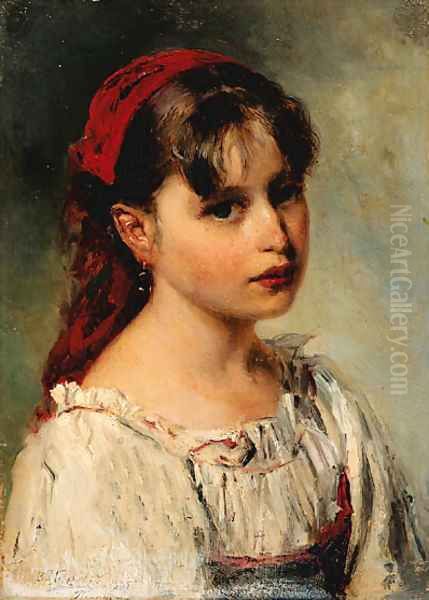 Portrait of a Girl Oil Painting by Vladimir Egorovich Makovskii