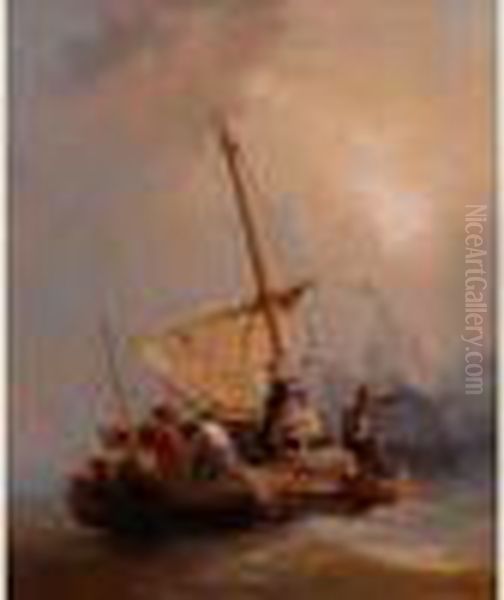 Le Retour Au Port Oil Painting by Eugene Isabey