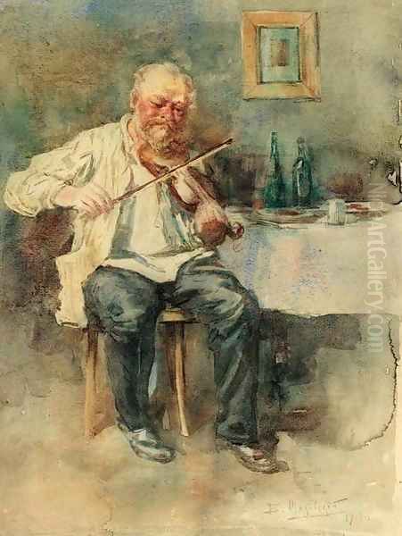 Portrait of a Violinist Oil Painting by Vladimir Egorovich Makovskii